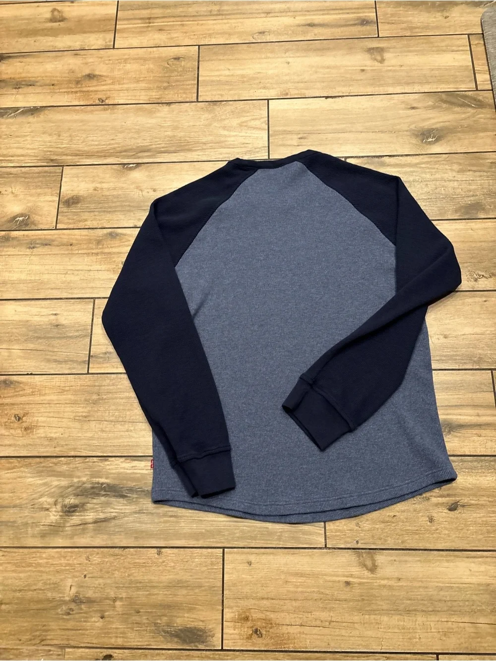 Levi's Waffle Knit Thermal Long Sleeve Shirt Mens Large Blue Navy Raglan
